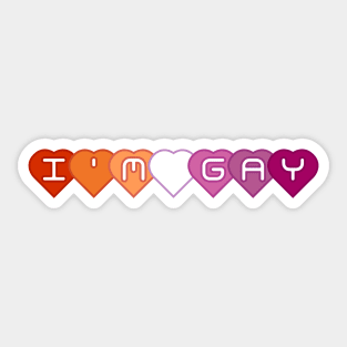 "i'm gay" lesbian hearts Sticker